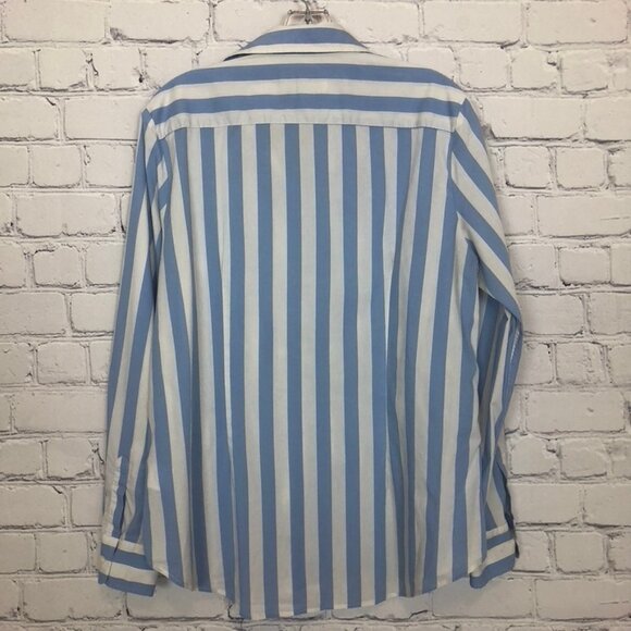 Rochelle Behrens The Shirt Boyfriend Shirt Size M Blue White Stripe - Picture 3 of 5